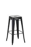 CLP Tabouret de Bar Joshua - Tabouret de Bar Industriel Empilable et Robuste - Repose-Pied Structure à 4 Pieds - Hauteur Siège 77 cm - Couleurs, Couleurs:Noir