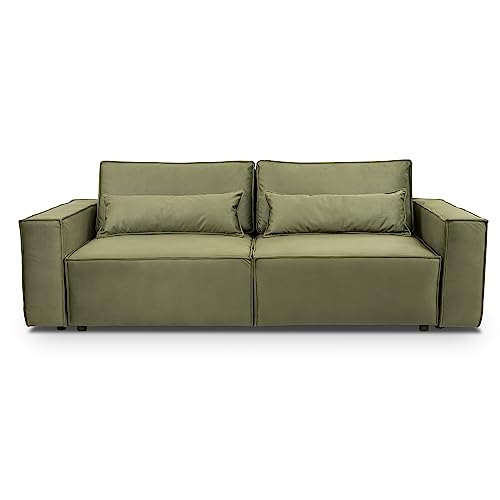 Siblo Canape Lit 3 Places - Valeria Collection Meubles de Salon - Confortable Canapé Convertible - Canapé 3 Places - Vert Clair - 249x111x90cm Siblo Canape Lit 3 Places - Valeria Collection Meubles de Salon - Confortable Canapé Convertible - Canapé 3 Places - Vert Clair - 249x111x90cm