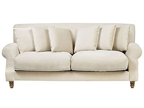 Beliani - Canapé 3 Places - Eike - Velours, Beige Beliani - Canapé 3 Places - Eike - Velours, Beige