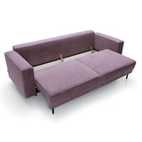 Mobilier-Deco Naomie - Canapé Convertible avec Coffre de Rangement en Velours cotelé Violet