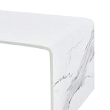 Tidyard Table Basse Blanc Marbre Table Basse de Style Moderne 98 x 45 x 31 cm Verre incassable