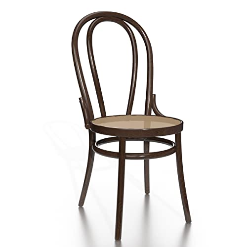 Dijon Lot de 2 chaises en bois de bougé, wengé, bois d'arc, tresse naturelle, style vienne, chaise pub