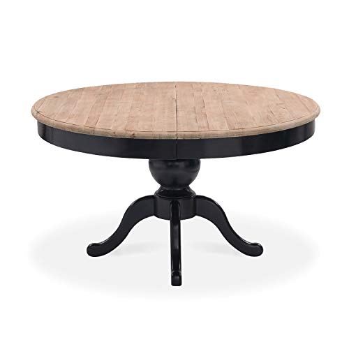 INTENSEDECO Table Ronde Extensible en Bois Massif SIDONIE Noir