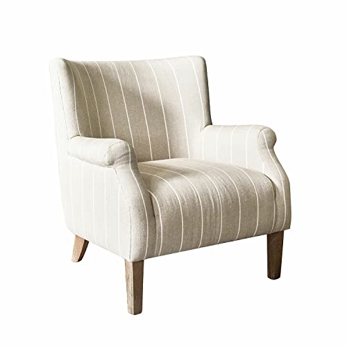 Loberon® Fauteuil Santorin, bois de pin, bois de frêne, mousse, (H x l x P) : env. 89/80/87 cm, lin/marron