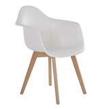 Colourliving Lot de 2 chaises de Cuisine en Plastique Style rétro avec accoudoirs et Pieds en Bois Massif Blanc