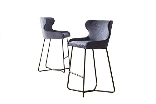 Chaise de bar moderne en tissu piqué losange, pieds effet laiton, cuisine, tabouret de bar, tissu velours