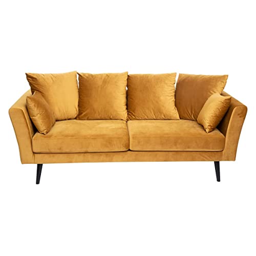 Canapé 3 Places Esmée - Jaune Moutarde - Velours - Atmosphera créateur d'intérieur