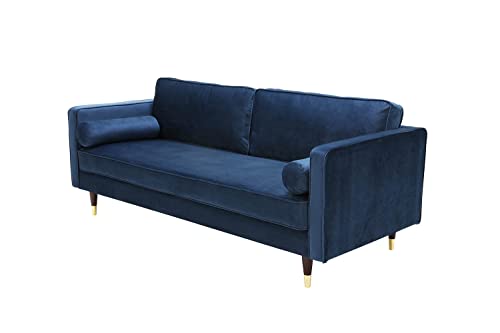 CONCEPT USINE - Canapé Nalha Bleu en Velours 3 Places - Revêtement en Velours 100% Polyester - avec Accoudoirs - 2 Longs Coussins Ronds Déhoussables - Largeur 199 cm - Résistant, Design Élégant CONCEPT USINE - Canapé Nalha Bleu en Velours 3 Places - Revêtement en Velours 100% Polyester - avec Accoudoirs - 2 Longs Coussins Ronds Déhoussables - Largeur 199 cm - Résistant, Design Élégant