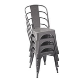 Amazon Basics Lot de 4 chaises de salle à manger en métal - Gris foncé