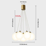 Plafonnier Éclair de pendentif en grappes de globe du milieu du siècle for îlot de cuisine, lustre en laiton moderne salle à manger suspendue, lumière de la conception de ballon en verre blanc 4 lustr