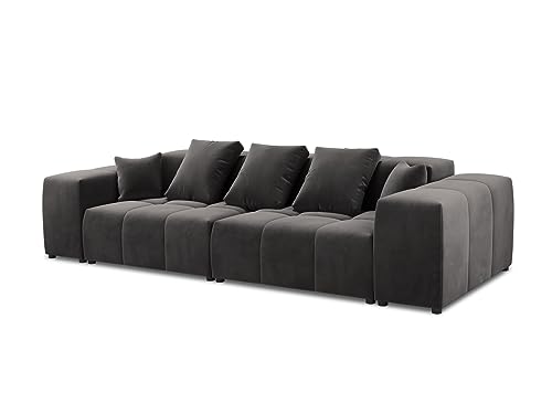 MICADONI Canapé Modulaire Margo, 3 Places, Gris Foncé, Velours
