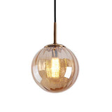 LFsem Plafonnier Simple Tête Coloré Ø15cm Globe En Verre Suspension E14 Loft Chambre Restaurant Suspension Lustre Simple Moderne (Ambre)