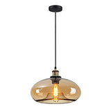 HJXDtech Suspension Luminaire vintage industrielle avec abat-jour en verre coloré, Lustre Loft Lampe à Suspension E27 en Bronze Antique (Ambre)