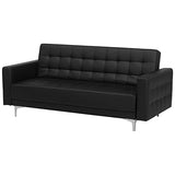 Beliani Canapé Convertible 3 Places en Cuir PU Noir Elégant Capitonnage Décoratif Aberdeen