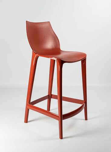 Mahi Mahi - Lot de 2 Tabourets de Cuisine Design Moderne en Polypropylène Coloré - H 76 - Rouge Rouille