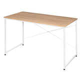 WOLTU TSB08hei Bureau d'Ordinateur Table de Bureau en aggloméré et Acier 120x60x70cm, 10,62 kg, Chêne Clair+Blanc