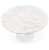 Alterego Table à dîner Ronde 'WITNEY' en marbre et métal Blanc - Ø 120 cm