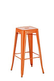 CLP Tabouret de Bar Joshua - Tabouret de Bar Industriel Empilable et Robuste - Repose-Pied Structure à 4 Pieds - Hauteur Siège 77 cm - Couleurs, Couleur:Orange