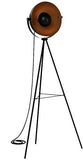 Briloner Leuchten 1380-015 Lampadaire trépied vintage - style projecteur de cinéma - abat-jour métal noir mat & or - douille E27 - 60 W max. - hauteur : 160 cm
