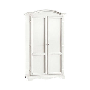 Armoire avec 2 Portes, Style Classique, en Bois Massif et MDF avec Finition Blanc Mat - Dim. 107 x 55 x 197