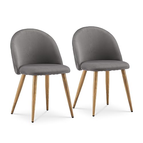 TUKAILAI Lot de 2 Fauteuil Chaise de Salle à Manger Velours Gris Chaise de Bureau Ergonomique Pieds Métal avec Finition en Bois Gris TUKAILAI Lot de 2 Fauteuil Chaise de Salle à Manger Velours Gris Chaise de Bureau Ergonomique Pieds Métal avec Finition en Bois Gris