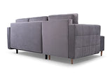 E- MEUBLES Canapé d'angle réversible en lit Convertible avec Coffre de Rangement 3/4 Places - en Tissu (Velours) - Salon & séjour - Design scandinave - Santos (Bleu Marine)