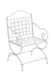 Chaise De Jardin Lotta en Fer avec Accoudoirs | Chaise De Balcon Fabriquée A La Main en Métal | Chaise De Terrasse De Style Antique Nostalgique, Couleur:Blanc Antique