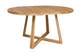 NORDICSTORY Table de salle à manger extensible ronde avec pieds croisés Moby, bois massif chêne, style moderne nordique ou scandinave pour salon, 4-8 personnes, 120-160 x 120 x 75 cm (Natural)