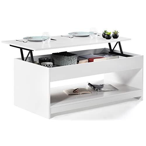 IDMarket - Table Basse Plateau relevable SOA Bois Blanc IDMarket - Table Basse Plateau relevable SOA Bois Blanc