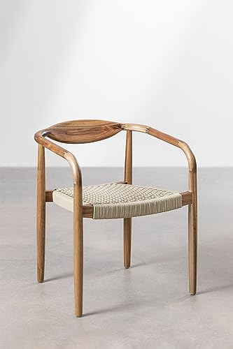 SKLUM Chaise de Jardin en Bois d SKLUM Chaise de Jardin en Bois d'acacia et Corde tressée Mallory Beige Crème