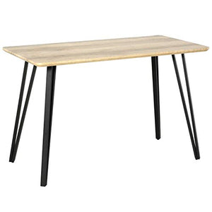 Table à manger design industriel grand plateau dim. 120L x 60l x 75H cm pieds métal noir en épingles MDF aspect chêne clair