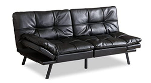 Opoiar Canapé-lit futon avec cadre et matelas, noir en mousse à mémoire de forme, siège futon, canapé couchette moderne pliable pour petit espace/bureau/appartement