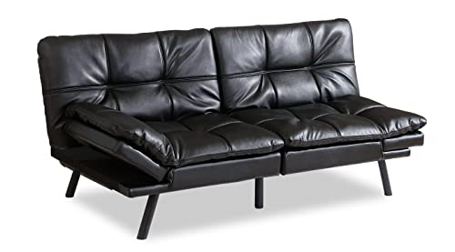 Opoiar Canapé-lit futon avec cadre et matelas, noir en mousse à mémoire de forme, siège futon, canapé couchette moderne pliable pour petit espace/bureau/appartement Opoiar Canapé-lit futon avec cadre et matelas, noir en mousse à mémoire de forme, siège futon, canapé couchette moderne pliable pour petit espace/bureau/appartement