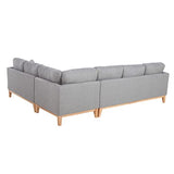 Miliboo Canapé d'angle déhoussable scandinave 5-6 Places en Tissu Gris Clair et Bois Clair Oslo