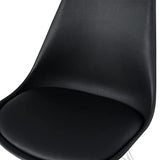 SAMPUR - Chaise Épura de Salle à Manger | Chaise de Bureau et de Salon Design Rétro Scandinave avec Coussin Intégré | Chaise de Salle d'Attente Rembourrée avec Pieds en Acier - Noir