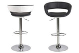 AC Design Furniture Jack Tabourets de Bar Lot de 2, H: 104 x l: 54,5 x P: 48,5 cm, Blanc/Noir/Chrome, Faux Cuir/Métal, 2 pc