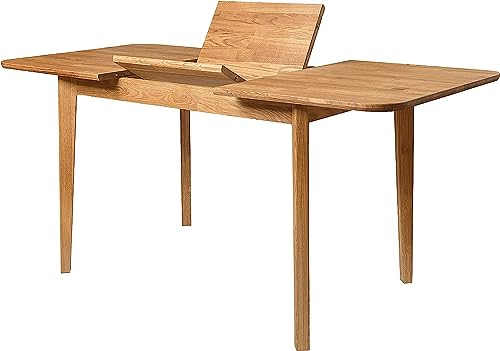 NORDICSTORY Table de salle à manger extensible France, bois massif de chêne, style nordique ou scandinave, design moderne pour salon, 4-8 personnes, 120-160 x 80 x 75 cm (chêne miel) NORDICSTORY Table de salle à manger extensible France, bois massif de chêne, style nordique ou scandinave, design moderne pour salon, 4-8 personnes, 120-160 x 80 x 75 cm (chêne miel)