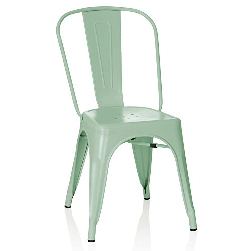 hjh OFFICE 645037 Chaise de bistrot VANTAGGIO Chaise de bistrot blanc mat en métal brossé au design industriel, empilable hjh OFFICE 645037 Chaise de bistrot VANTAGGIO Chaise de bistrot blanc mat en métal brossé au design industriel, empilable