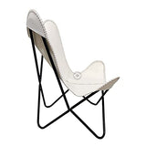 RAQI CRAFTS Chaise vintage en cuir de qualité supérieure fabriquée à la main avec cadre pliable - Chaise de salon rétro - Housse remplaçable - Blanc