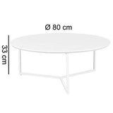 FineBuy Table Basse ø 80 cm Rond pour Salon | Mat laqué | Couleur Blanc | Design Moderne