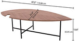 Marque Amazon - Rivet - Table d'appoint en forme de feuille, en noyer et à base en métal noir, 120 x 60 x 36 cm