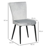 HOMCOM Lot de 4 chaises de Salle à Manger Assise en Velours avec Dossier Chaise de Cuisine Contemporain Chaise de Salon et Pieds en Acier Gris Clair