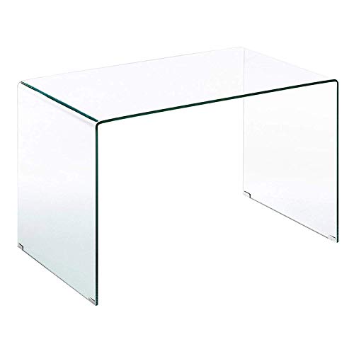 EGLEMTEK Bureau de bureau en verre incurvé - Luxury Z-02 - (126 x 74 x 70 cm) Design incurvé et moderne