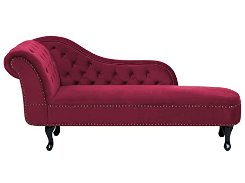 Chaise Longue Côté Gauche Méridienne en Velours Rouge Glamour Elégant Salon Nimes Chaise Longue Côté Gauche Méridienne en Velours Rouge Glamour Elégant Salon Nimes