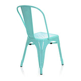 hjh OFFICE 645050 Chaise bistrot VANTAGGIO Comfort Métal Bleu Ciel, Chaise au Style Industriel, empilable