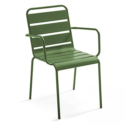 Oviala Palavas - Fauteuil de Jardin en métal Vert Cactus
