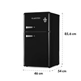 Klarstein Irene - Combiné réfrigérateur, 61L, Congélateur 24L, Classe A+, Rétro, Noir