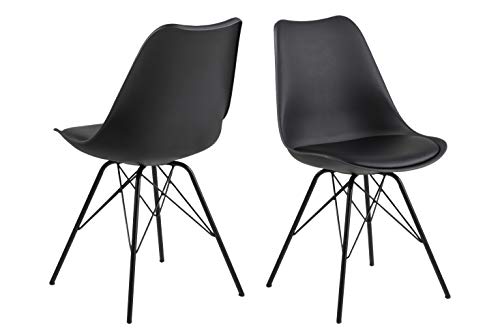 AC Design Furniture Emanuel Dining Chair, Polyester, Noir, L : 54 x l : 48,5 x H : 85,5 cm