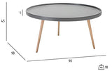 Furnhouse Ibbe Design Opus Ronde Table Basse de Salon Style Moderne Skandinave Table de Salon Gris, MDF et Bois Pieds en Bois de Hêtre Massif, 90x90x45 cm