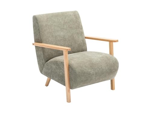 Vente-unique - Fauteuil en Tissu Vert et Bois JULOMO Vente-unique - Fauteuil en Tissu Vert et Bois JULOMO